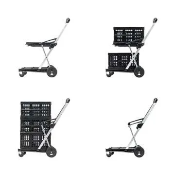 CLAX® The Original | Made in Germany | Multi Use Functional Collapsible Carts | Mobile Folding Trolley | Storage Cart Wagon | Shopping Cart with 2 Storage Crates (Black)