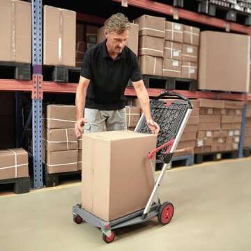 CLAX® The Original | Made in Germany | Multi Use Functional Collapsible Carts | Mobile Folding Trolley | Storage Cart Wagon | Shopping Cart with 2 Storage Crates (Black)