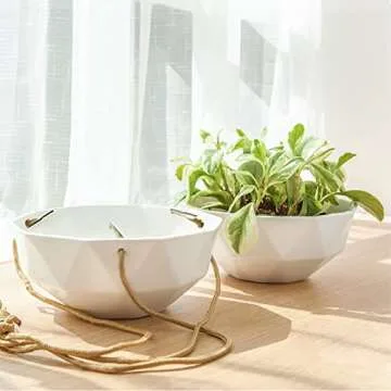 Mkono Ceramic Hanging Planter Set - Modern Flower Pots