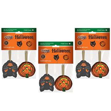 Paper Vintage Halloween Party Food Picks Cat Pumpkin Cupcake Toppers Pack of 3