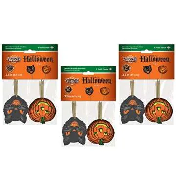 Paper Vintage Halloween Party Food Picks Cat Pumpkin Cupcake Toppers Pack of 3