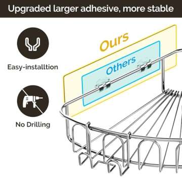 Orimade Corner Shower Caddy Stainless Steel with Hooks Wall Mounted Bathroom Shelf Storage Organizer Adhesive No Drilling 2 Pack, Silver Only for 90-Degree Corner