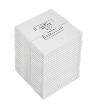 COTTON CRAFT Cocktail Napkins - 24 Pack - Premium Cotton Washable 12x12 - White - Perfect for Partie...