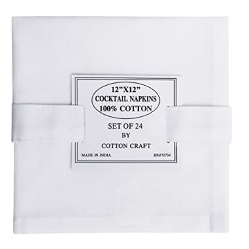 Cotton Craft Cocktail Napkins - Reusable & Elegant 12x12