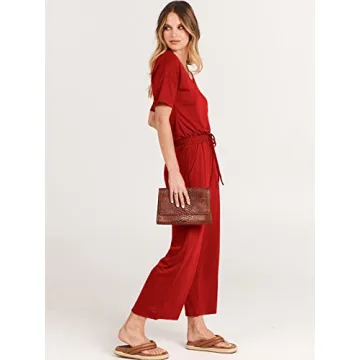 ANRABESS Women's Summer Casual V Neck Jumpsuit with Pockets