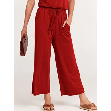 ANRABESS Women's Summer Casual V Neck Jumpsuit with Pockets