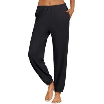 Ekouaer Womens Fleece Pajama Pants Soft Fuzzy Pj Pants Warm Comfy Lounge Pants Sleepwear Bottoms Joggers with Pockets Black S