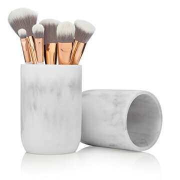 Essentra Home Blanc Collection White Bathroom Tumbler for Stylish Storage