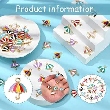 DanLingJewelry 45Pcs 9 Colors Tool Charms Colorful Umbrella Charms Enamel Umbrella Charms for DIY Jewelry Making Earring