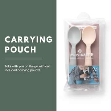Miniware Silicone Baby Spoon for Training - BPA Free Baby Utensils - Baby Spoons Self Feeding 6 Months | 100% Food Grade Silicone - Modern & Dishwasher Safe Toddler Spoons (Grey and Peach)
