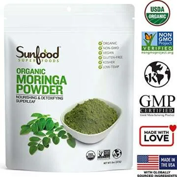 Sunfood Moringa Powder - Organic Energy & Wellness Boost