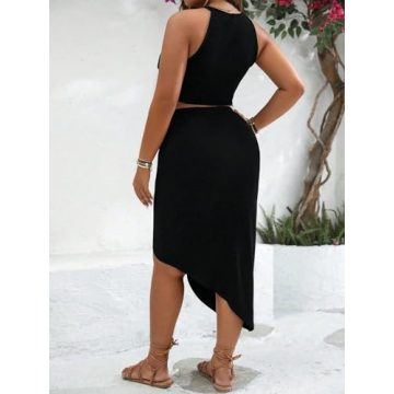 SOLY HUX Plus Size Summer Two Piece Skirt Set for Women