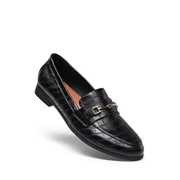 DREAM PAIRS Women's Loafers Penny Loafers Fashion Comfortable Flats Dressy Shoes,Size 9,Black-Stone,SDLS2312W
