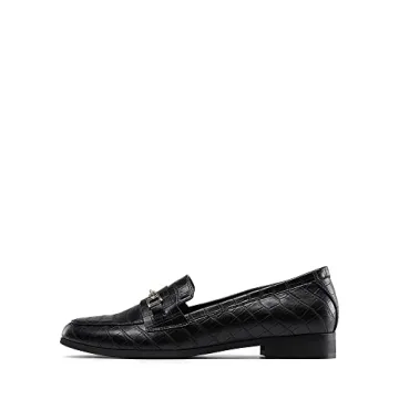 DREAM PAIRS Women's Loafers Penny Loafers Fashion Comfortable Flats Dressy Shoes,Size 9,Black-Stone,SDLS2312W