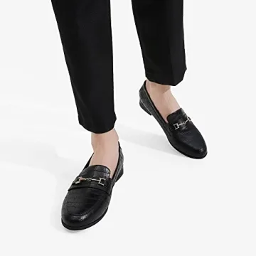 DREAM PAIRS Women's Loafers Penny Loafers Fashion Comfortable Flats Dressy Shoes,Size 9,Black-Stone,SDLS2312W