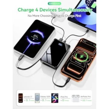 YBYP 50000mAh Portable Charger with Built-in Cables