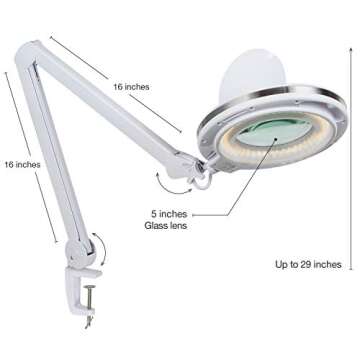 Brightech LightView Pro Magnifying Desk Lamp, 2.25x Light Magnifier with Clamp, Adjustable Magnifyin...