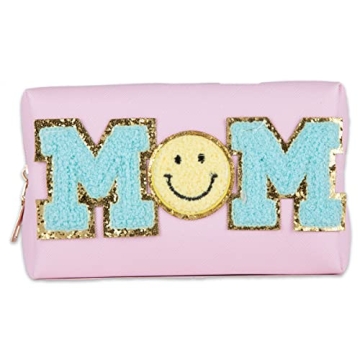 Stylish Preppy Patch Makeup Bag for Mothers and Women