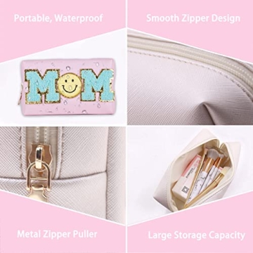 Stylish Preppy Patch Makeup Bag for Mothers and Women