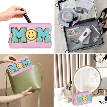 Stylish Preppy Patch Makeup Bag for Mothers and Women