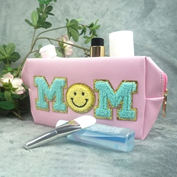 Stylish Preppy Patch Makeup Bag for Mothers and Women