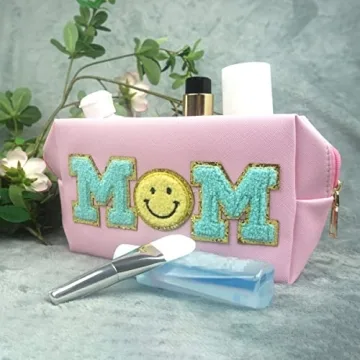 Stylish Preppy Patch Makeup Bag for Mothers and Women