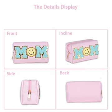 Stylish Preppy Patch Makeup Bag for Mothers and Women