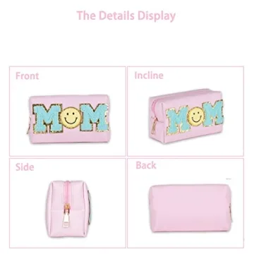 Stylish Preppy Patch Makeup Bag for Mothers and Women