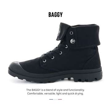 Palladium Women's Baggy Canvas Boot - Black/Black, Comfort & Style Essential