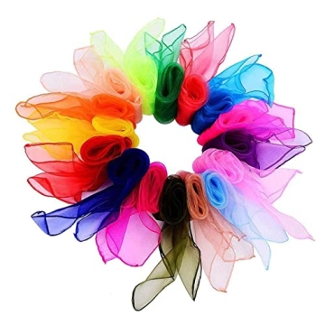 Ousyaah 20-Pack 28-Inch Colorful Dance & Juggling Scarves for Kids