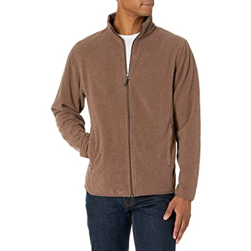 Amazon Essentials Brown Heather Men's Full-Zip Fleece Jacket - Big & Tall