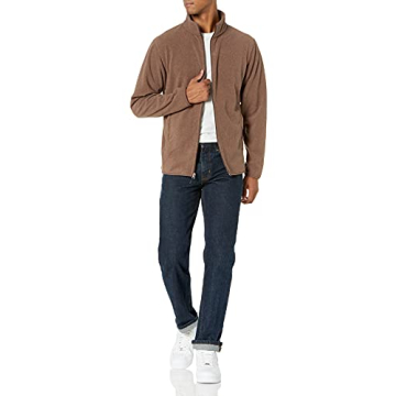 Men's Full-Zip Fleece Jacket in Brown Heather