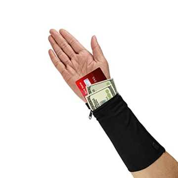 AMABAZR Black Wrist Wallet for Women/Men, Lightweight Phone Sports Armbands with Zipper and Reflecti...