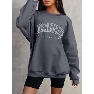 ORANDESIGNE Women’s Casual Letter Graphic Print Long Sleeve Sweatshirt Tunic Tops Round Neck Loose...