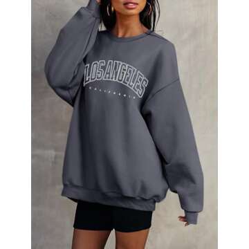 ORANDESIGNE Women’s Casual Letter Graphic Print Long Sleeve Sweatshirt Tunic Tops Round Neck Loose Tee Oversized Drop Shoulder Longline T Shirts