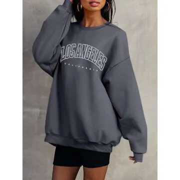 ORANDESIGNE Women’s Casual Letter Graphic Print Long Sleeve Sweatshirt Tunic Tops Round Neck Loose Tee Oversized Drop Shoulder Longline T Shirts