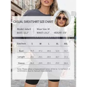 ORANDESIGNE Women’s Casual Letter Graphic Print Long Sleeve Sweatshirt Tunic Tops Round Neck Loose Tee Oversized Drop Shoulder Longline T Shirts