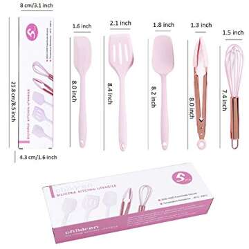 lnndong-Pink 5-Piece Children's Mini Silicone Kitchenware Tool Set, Silicone Scraper, Shovel Set, Ca...
