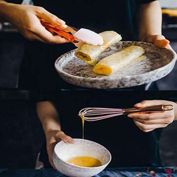 lnndong-Pink 5-Piece Children's Mini Silicone Kitchenware Tool Set, Silicone Scraper, Shovel Set, Cake Baking Kit, With Spatula, Egg Mixer And Clip, Small Kitchen Utensils.