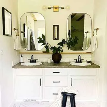 WOWOW Bathroom Faucet Black 4 inch Bathroom Sink Faucet Centerset Lift Rod Drain Stopper 2 Handle La...