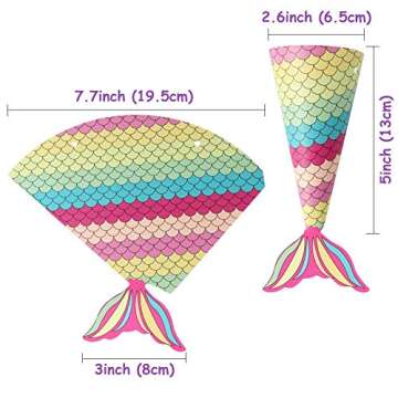 OurWarm 48pcs Mermaid Party Favors Bags Mermaid Gift Bags with Shell Stickers for Kids Birthday Party Baby Shower Decorations Mermaid Party Supplies