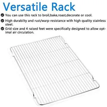 Bastwe Cookie Sheet and Cooling Rack Set, 16 inch Stainless Steel Baking Pan with a Rack, Professional Bakeware, Healthy & Non-toxic & Rustproof & Easy Clean & Dishwasher Safe