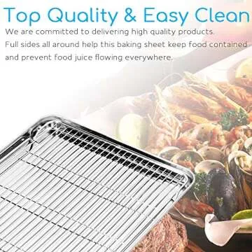 Bastwe Cookie Sheet and Cooling Rack Set, 16 inch Stainless Steel Baking Pan with a Rack, Professional Bakeware, Healthy & Non-toxic & Rustproof & Easy Clean & Dishwasher Safe