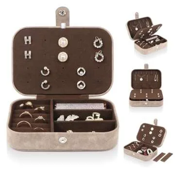 SLOZO Travel Jewelry Box for Women and Girls - Brown