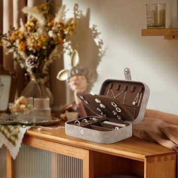 SLOZO Travel Jewelry Box for Women and Girls - Brown