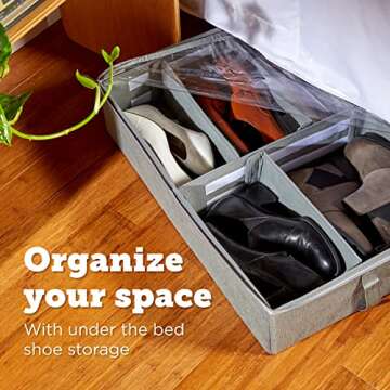 storageLAB Slim Under Bed Storage Containers - Adjustable Dividers for Shoes & Closet Organizers - 2...