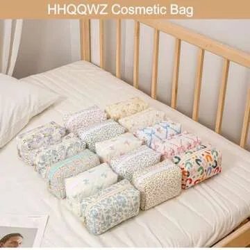 HHQQWZ Makeup Bag Travel Cosmetic Bag for Women Girls, Zipper Make Up Pouch, Floral Flowers Toiletry Organizer Makeup, Portable Storage Bag, Cosmetic Travel Cloth Bag (Pink Bowknot/Gold Zipper)