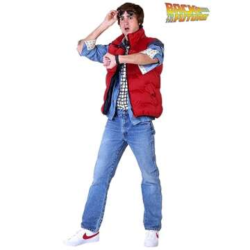 Fun Costumes Adult Back to the Future Marty McFly Halloween Costume with Vest, Jacket, Shirt | Cospl...