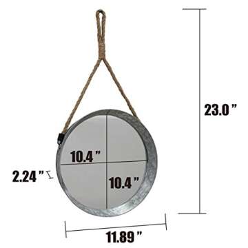 Beautiful Stonebriar Rustic Round Metal Mirror with Rope Hanging