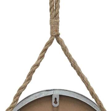 Beautiful Stonebriar Rustic Round Metal Mirror with Rope Hanging